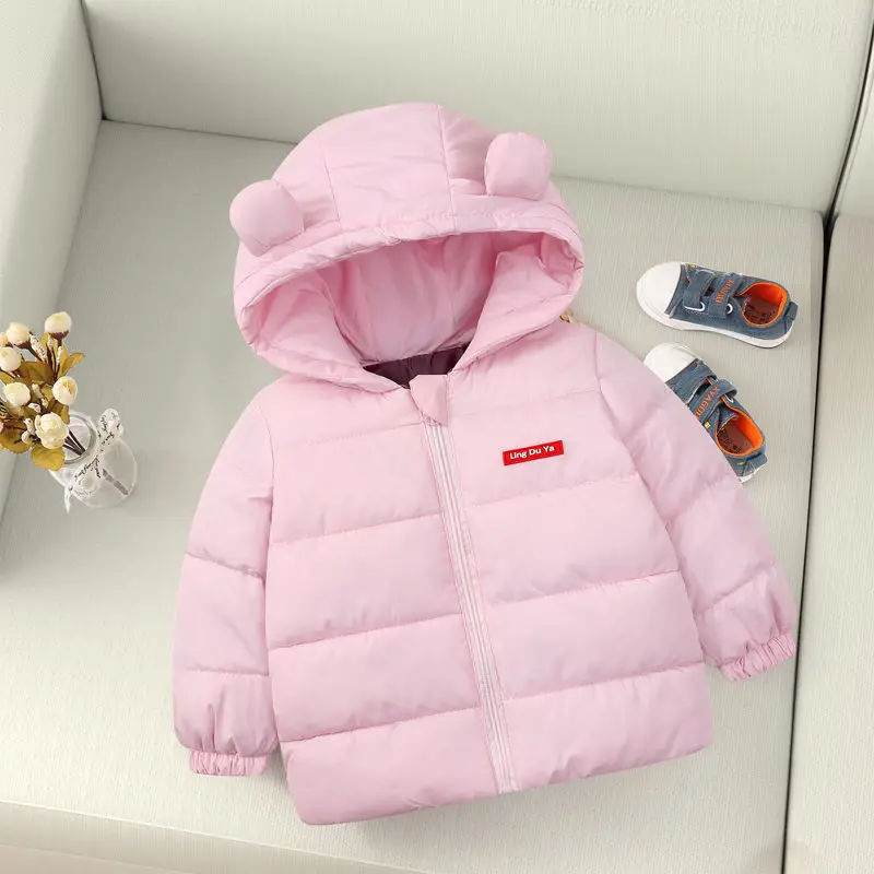 

0-3 Years Old Simple Solid Color Children's Warm Cotton Clothing Boys Girls Fashion Hooded Outerwear Winter Short Down Jacket
