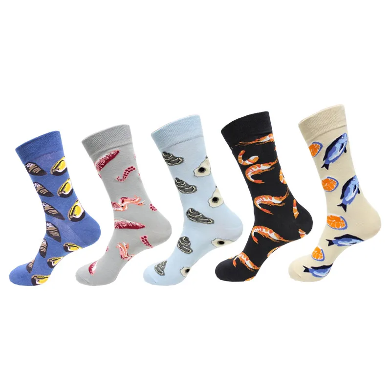Высококачественные носки для мужчин happy 5 пар/лот, осенние-зимние цветные длинные хлопковые носки, мужские и мужские забавные носки в уличном стиле - Цвет: Многоцветный