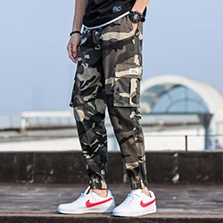 Camouflage Большие размеры casual мужские повседневные брюки свободные прямые брюки карго Harlan Брюки с карманами на шнурке удобные мужские брюки модные простые - Цвет: Camouflage