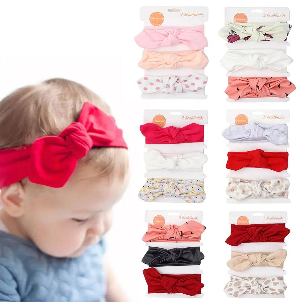 Cotton Headwrap Hair-Band Newborn-Accessories Striped For Girls Knot Print with Card-Heart