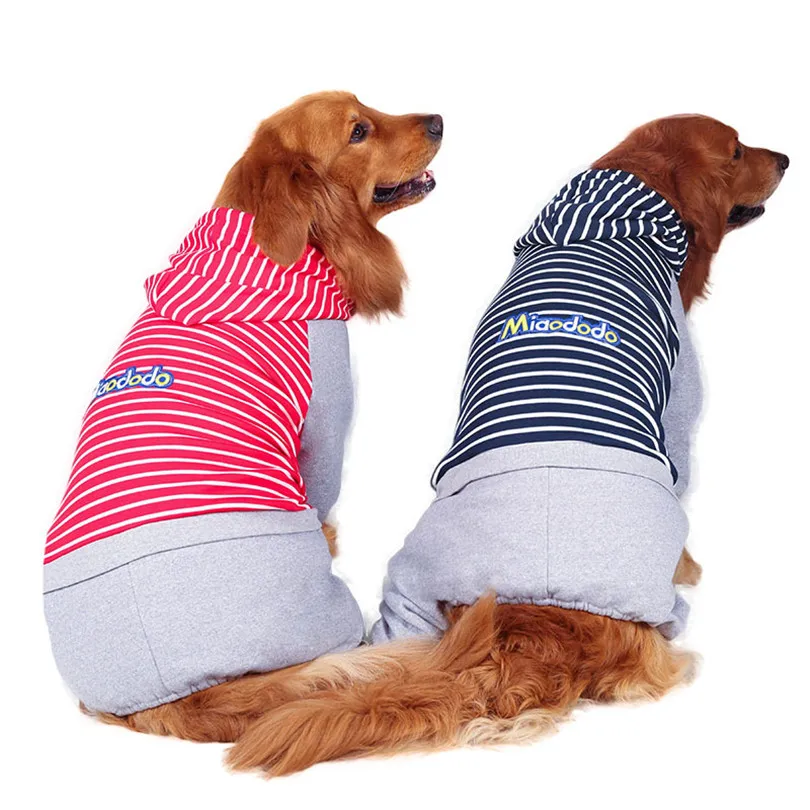 Cotton jumpsuit clothes for large dogs Coat Striped dog winter Four-legged hoodie Dogs Pajama Overalls big | Дом и сад