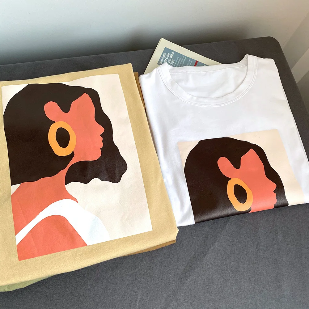 Summer T Shirt Women Character Printed Fashion Girls Tops 95% Cotton Female Tees O-Neck Korean T-shirts Short Sleeve Femme Shirt
