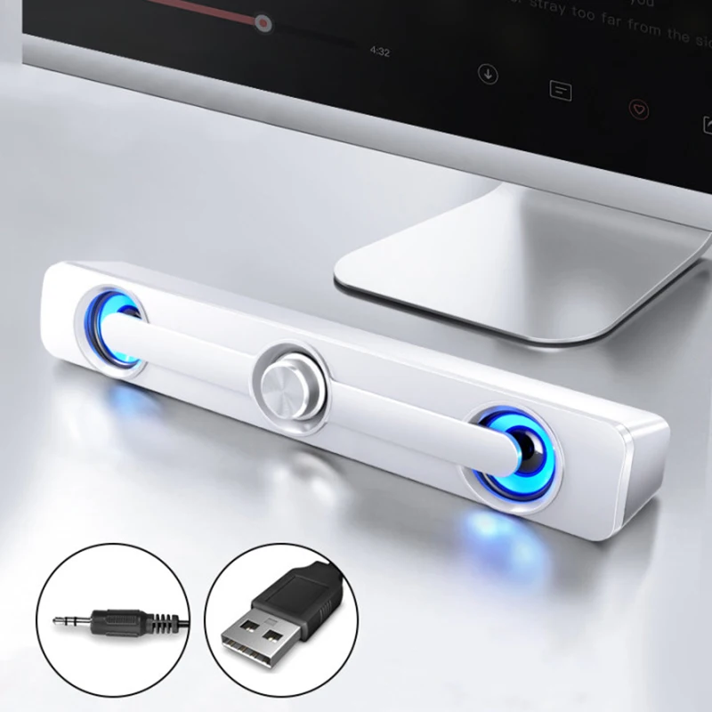 Barra de sonido V111 para ordenador, altavoz con bluetooth, doble bocina, 4 unidades, Subwoofer estéreo, cine en casa, PC, TV, 3W