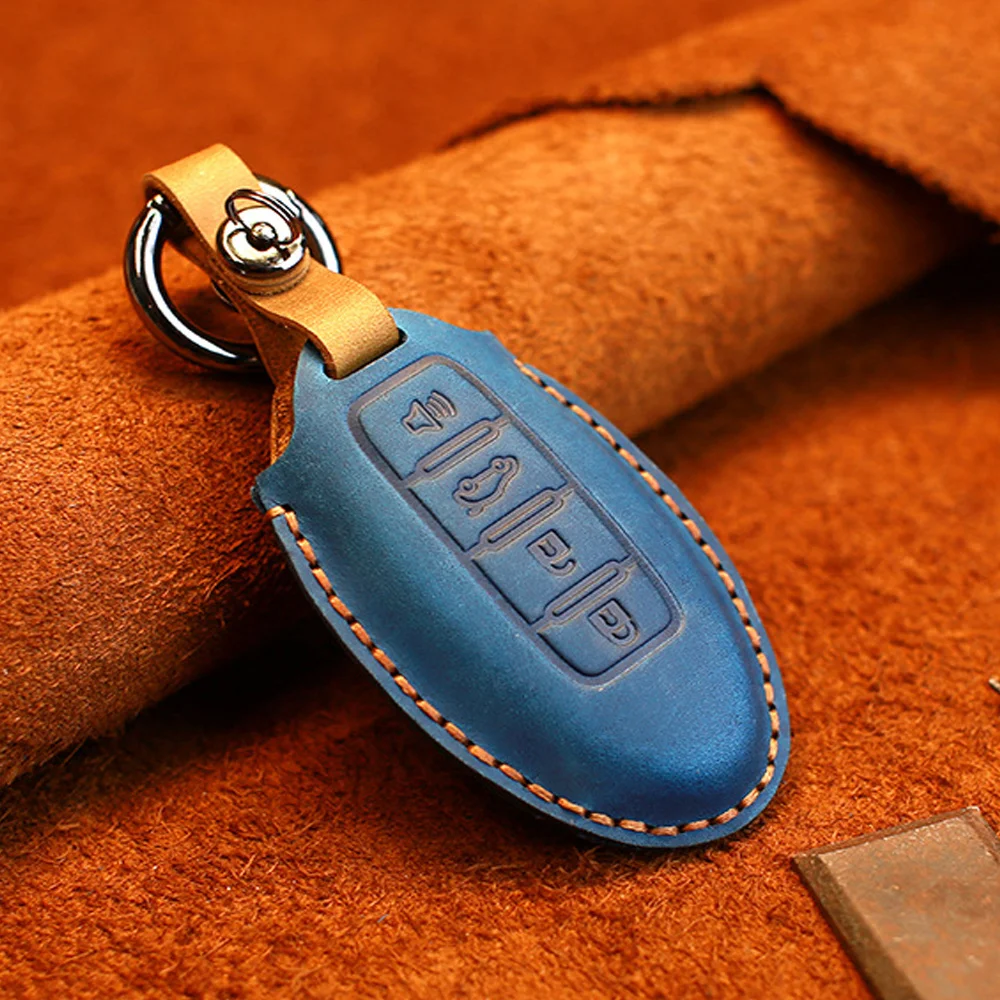 For Nissan Qashqai J10 Juke Tiida Note Car Remote Smart Key Case Fob Cover Holder Keychain Ring Leather Auto Accessories | Автомобили и