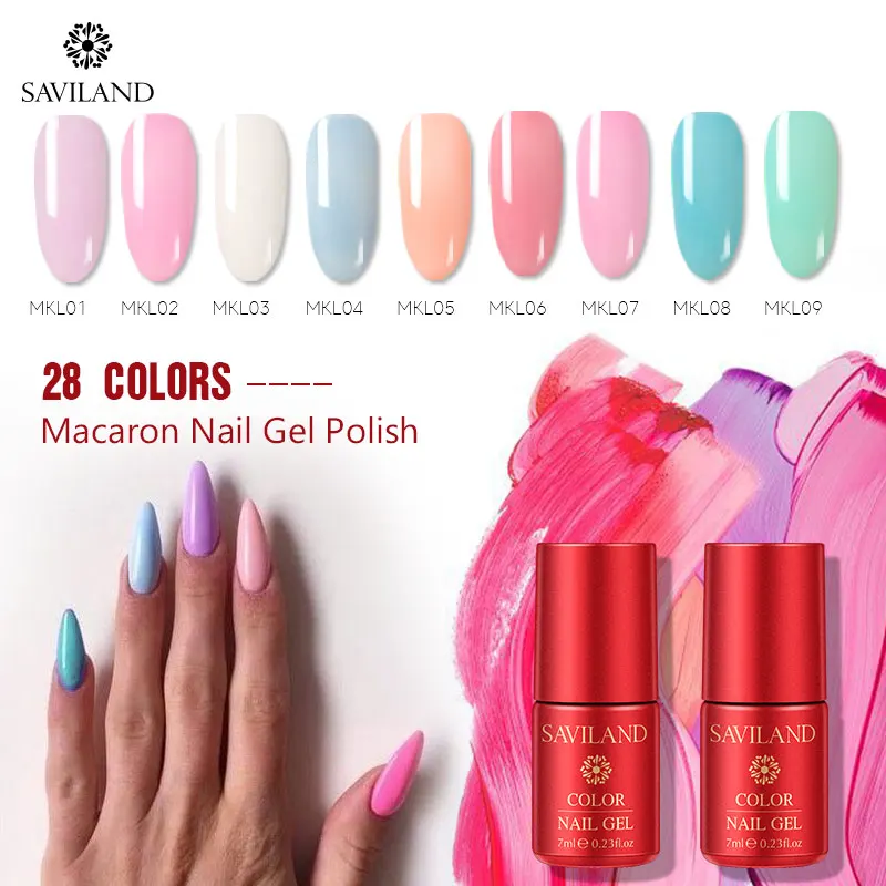 

SAVILAND Gitter Macaron Gel 28 Colors Nail Varnish Pen Lucky Lacquer UV Semi Permanent Pure Gel Paint Hybrid Nail Art