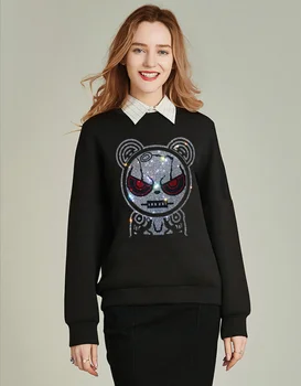 

Woman hoodie Sweatshirts ladies women's hoodies Women Rhinestones Long Sleeve Blouse Streetwear Pullover Tops