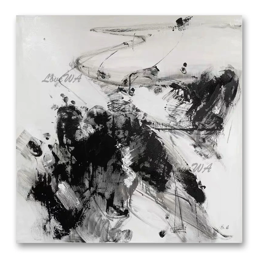 

New Arrival Abstract Oil Painting Picture Art Texture Black And White Paintings Wall Decoration Art Unframed Canvas Artwork