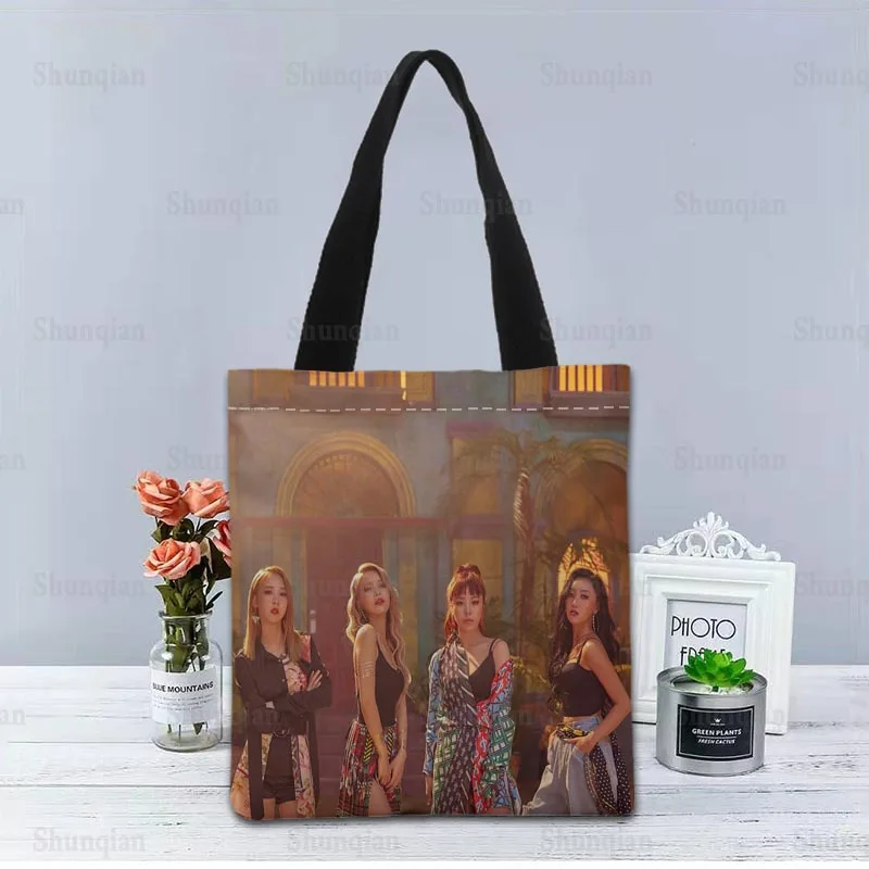 KPOP MAMAMOO Handbag Foldable Shopping Bag Reusable Eco Large Unisex Canvas Fabric Shoulder Bags Tote Grocery Cloth Pouch 0512 