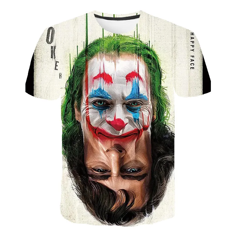 Новинка, Лидер продаж, футболка клоуна для мужчин/wo, для мужчин, Джокер, лицо, 3D принт, террор, модные футболки крутой характер, Джокер Харадзюку, одежда