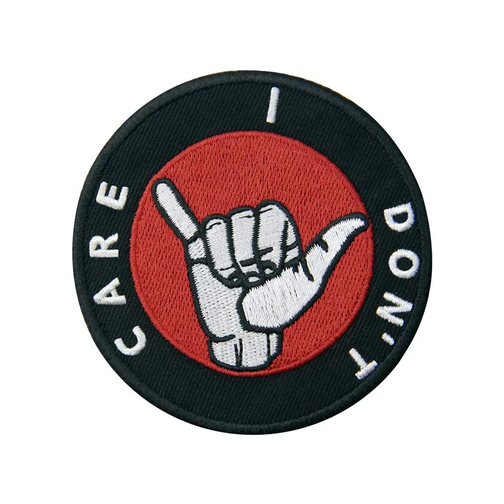 I Don&amp#39t Care Embroidery Patches Iron on Sewing Badges Cool Clothing Accessory DIY Logo Twill Fabric Hats Bags Appliques Custom | Дом и