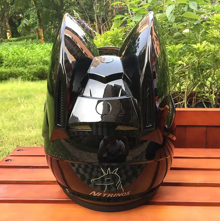 Бренд NITRINOS Черный анфас мото rcycle шлем персональный Кот модный шлем мото Шлем S/M/L/XL/XXL