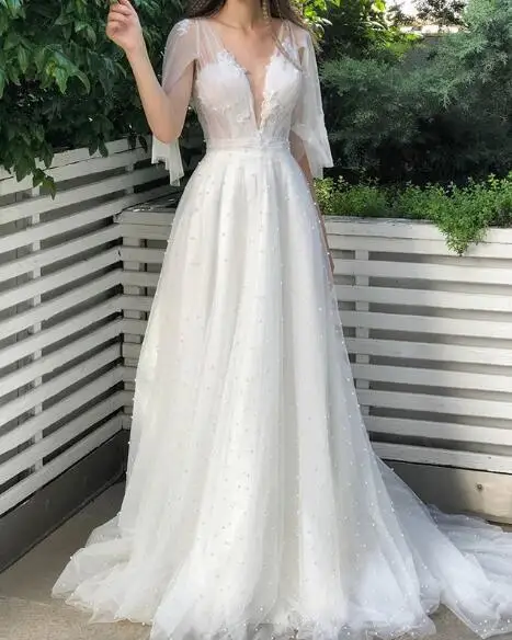 White Ordifree Summer Women Maxi Party Dress Beading Sexy Transparent Mesh Long Tulle Dress - Цвет: White