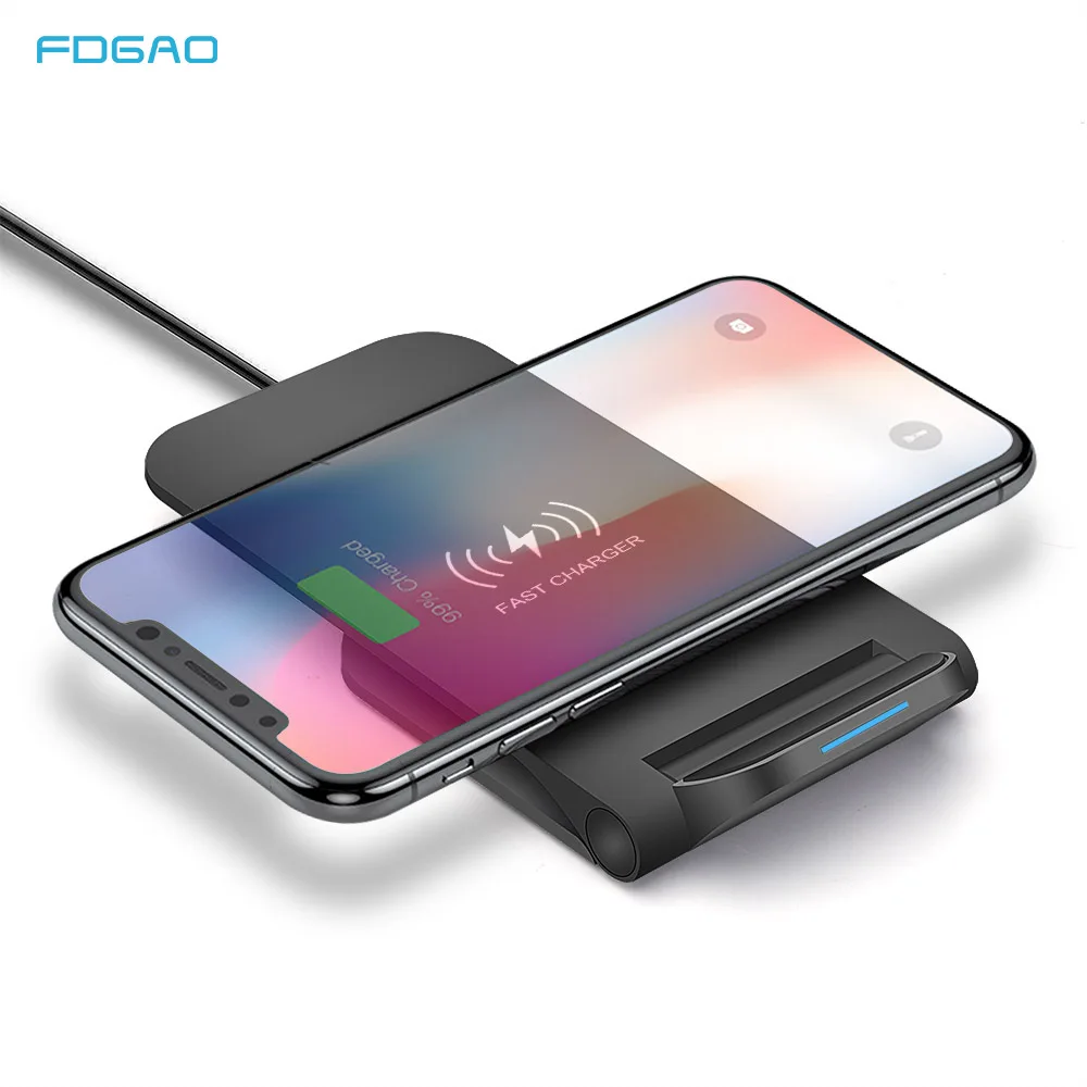 

FDGAO 15W Qi Wireless Charger Pad for iPhone 11 Pro X XR XS Max Airpods Samsung S10 S9 Note 10 Fast Charging Dock Desktop Stand