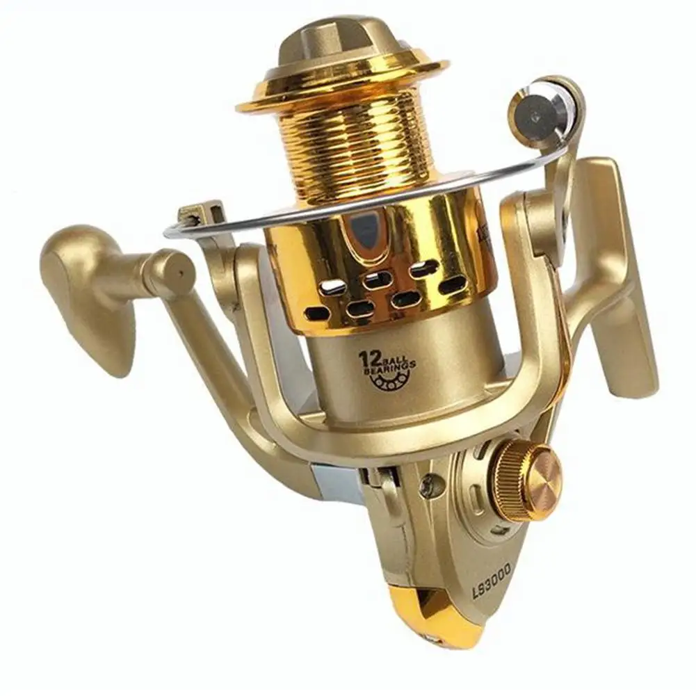 MeterMall Fishing Reel Electroplating Right/Left Hand Interchangeable Spinning Wheel Reel Gold Shell