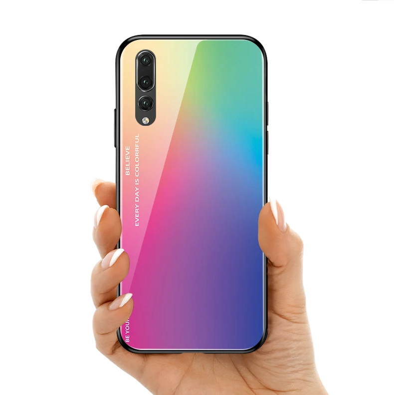 Будьте собой для huawei P9 P10 P20 P30 Plus Pro lite Honor 8 9 10 lite 9i 8C 8X Gradation закаленное стекло задняя крышка чехол для телефона
