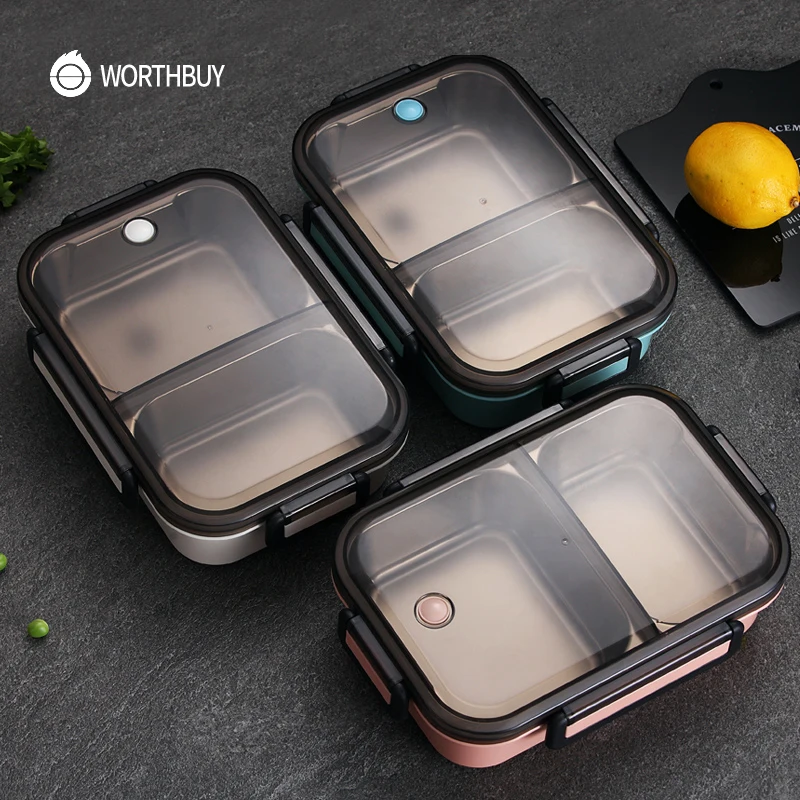 WORTHBUY, японская детская коробка для бэнто, 304, нержавеющая сталь, школьный Ланч-бокс, микроволновая печь, герметичный контейнер для еды, переносная коробка для еды
