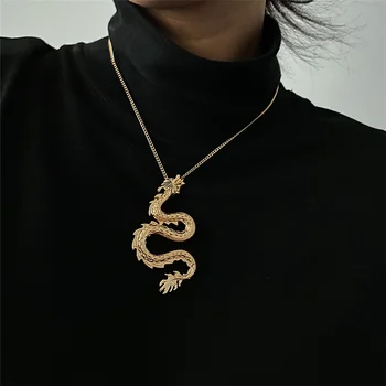 

Personality Dragon Pendant Necklace for Women 2020 Trendy Punk Clavicle Long Chain Necklace Statement Jewelry Gift
