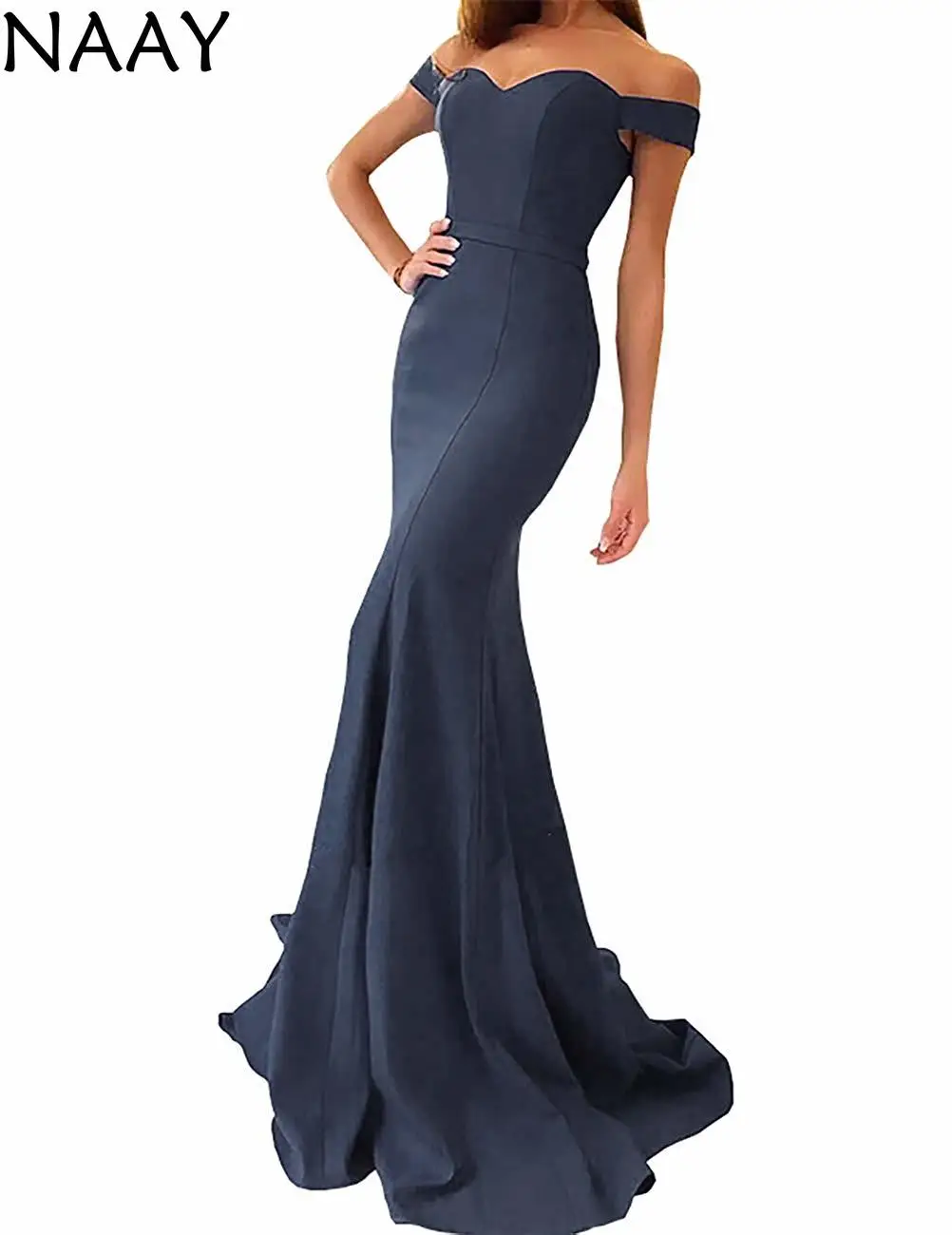 

NAAY Off The Shoulder Mermaid Floor-Length Prom Dress 2020 Elegant Sweetheart Long Plus Size Formal Evening Gown