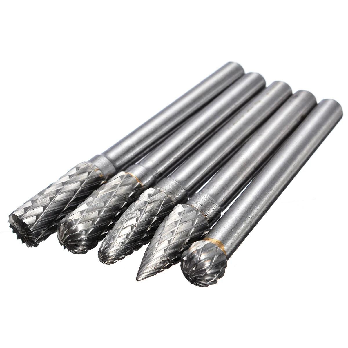 5Pcs 6mm Shank Tungsten Carbide Rotary Point Burrs Cutter Tool Rotary File Metal Woodworking Milling Cutter