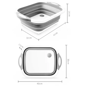 

Multifunction Folding Cutting Board Kitchen Foldable Drain Basket Chopping Blocks Washing Basket Kitchen Organizer Tool