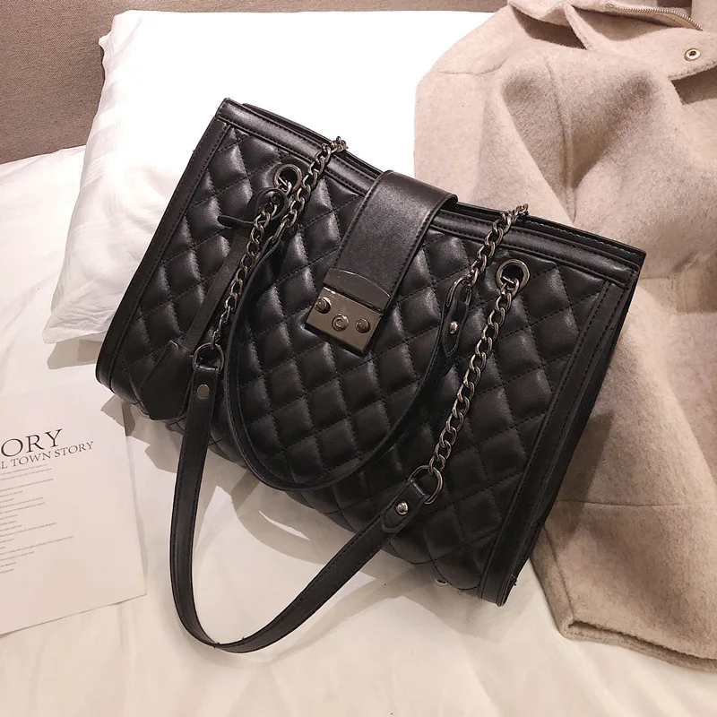

Large Capacity Bag Women's 2019 New Style Korean-style Fashion Versitile Fashion Rhombus Chain Textured Handbag Single-shoulder