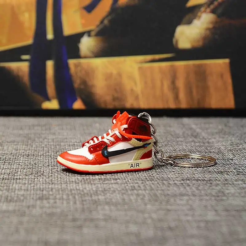 a single shoe w ring Дропшиппинг ПВХ брелок для обуви 1 3D мини-кроссовки "OW CHICAGO" Спортивная обувь Кроссовки брелки - Цвет: a single shoe w ring