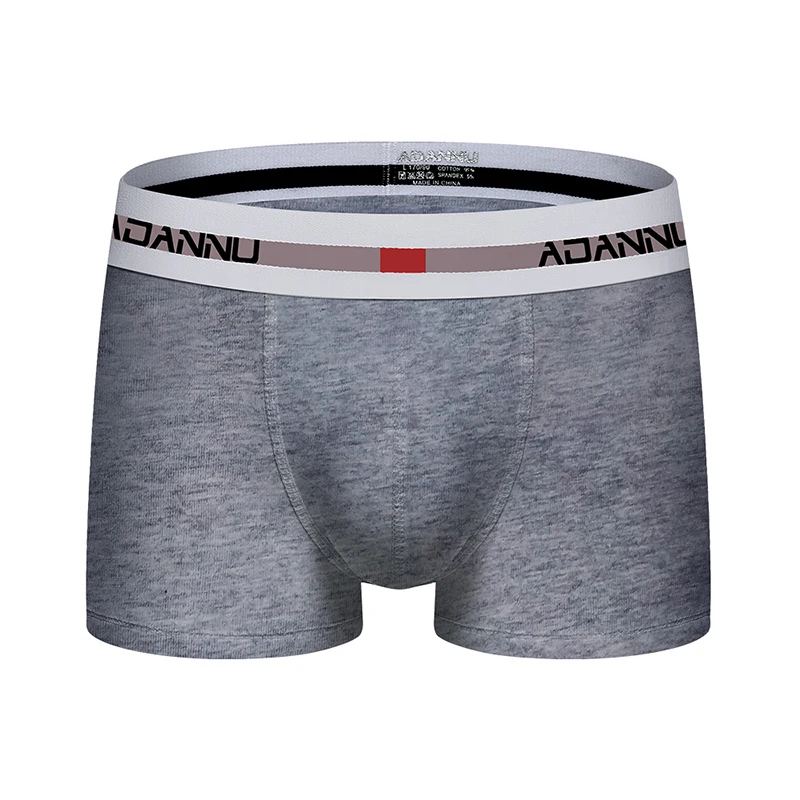 Мужское нижнее белье, боксеры, хлопковые мужские штаны, Cueca Tanga, удобные трусики, дышащие, u-образные карманы, Calzoncillo, Мужская одежда, шорты - Цвет: AD45-gray