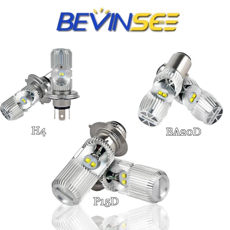 

2pcs Led H4 P15D BA20D Motocycle LED Headlight Bulbs Hi/Low Beam 1000LM 6000K Cree LED Chips Moto White Lamps 2 Side Beam