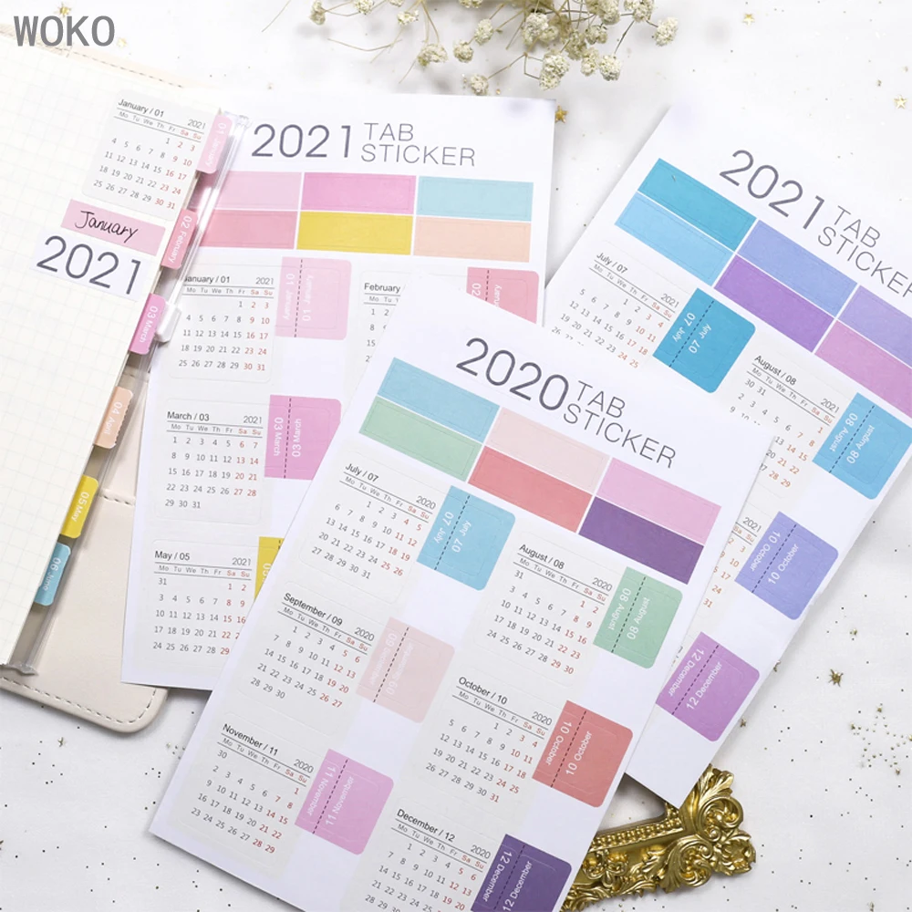 WOKO простой 2021 год мультфильм можно написать календарь индекс этикетка наклейка