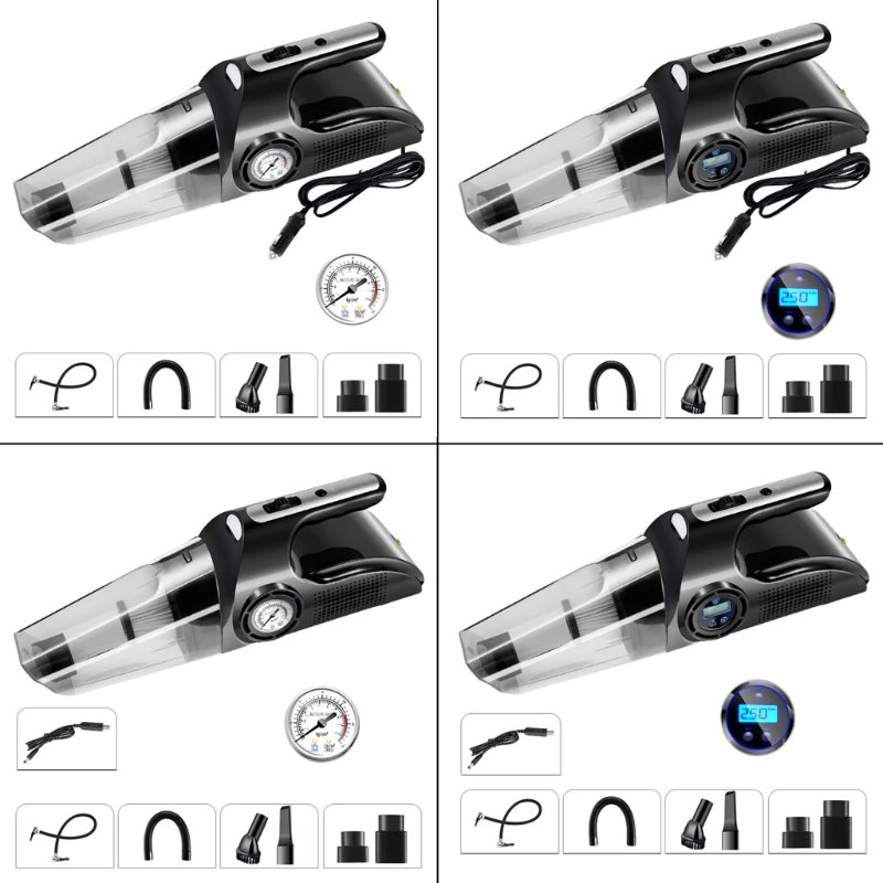 

4 in 1 Car Tire Inflator Vacuum cleaner Digital Screen Air Compressor Pump Y4UA