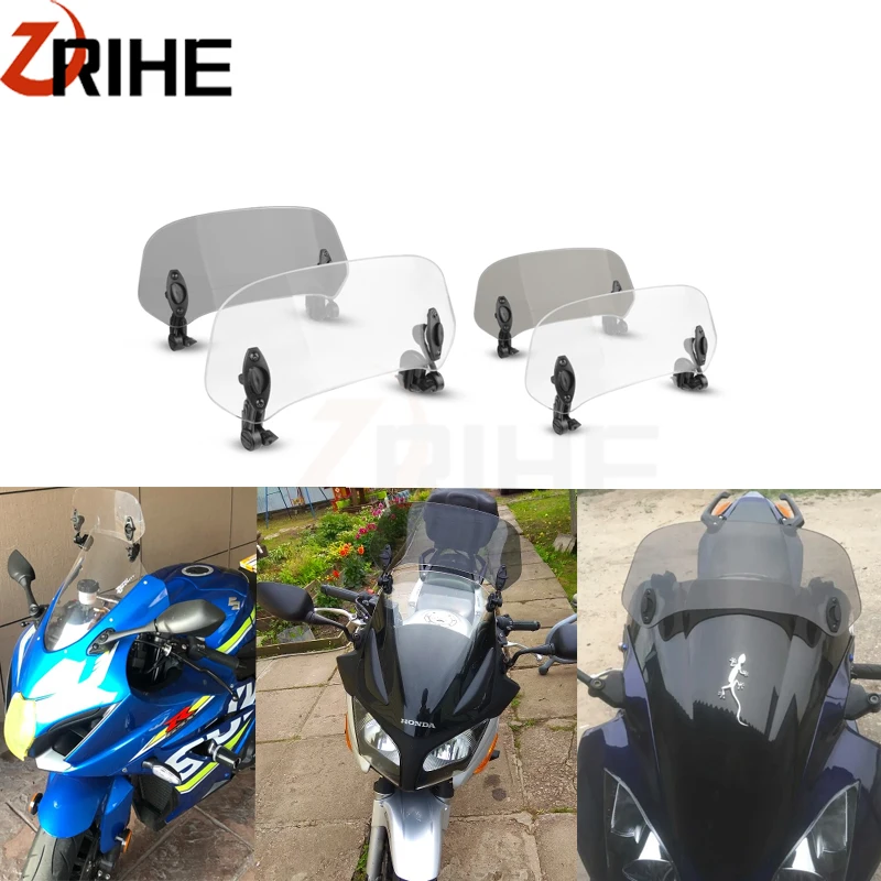 

Pc Plastic Universal Motorcycle Risen Adjustable Windshield Motobike Windscreens Wind Deflectors For Yamaha YZF R1 YZFR1