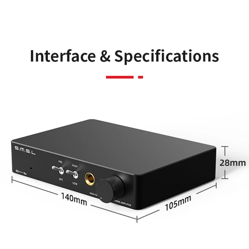 SMSL SH-6 Headphone Amplifier 2 Step Gain settings Desktop SH6 Mini Headphone Amplifier