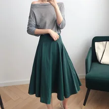 Blvyisla плиссированная зеленая Женская юбка Ретро Высокая талия большой качели зонтик юбки фея леди французский шик стиль Одежда