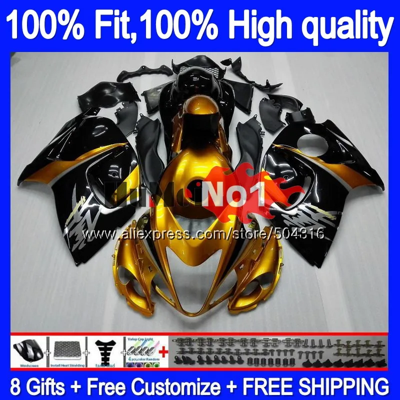 Инъекции для SUZUKI Hayabusa GSXR 1300 GSXR-1300 золотистый и черный 29MC. 18 GSXR1300 2008 2009 2010 2011 2012 08 09 10 11 12 обтекатель