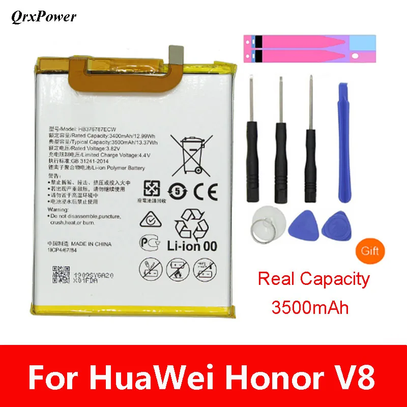 QrxPower запасная батарея 3500 мАч HB376787ECW для Huawei Honor V8 1 год гарантийный талон +