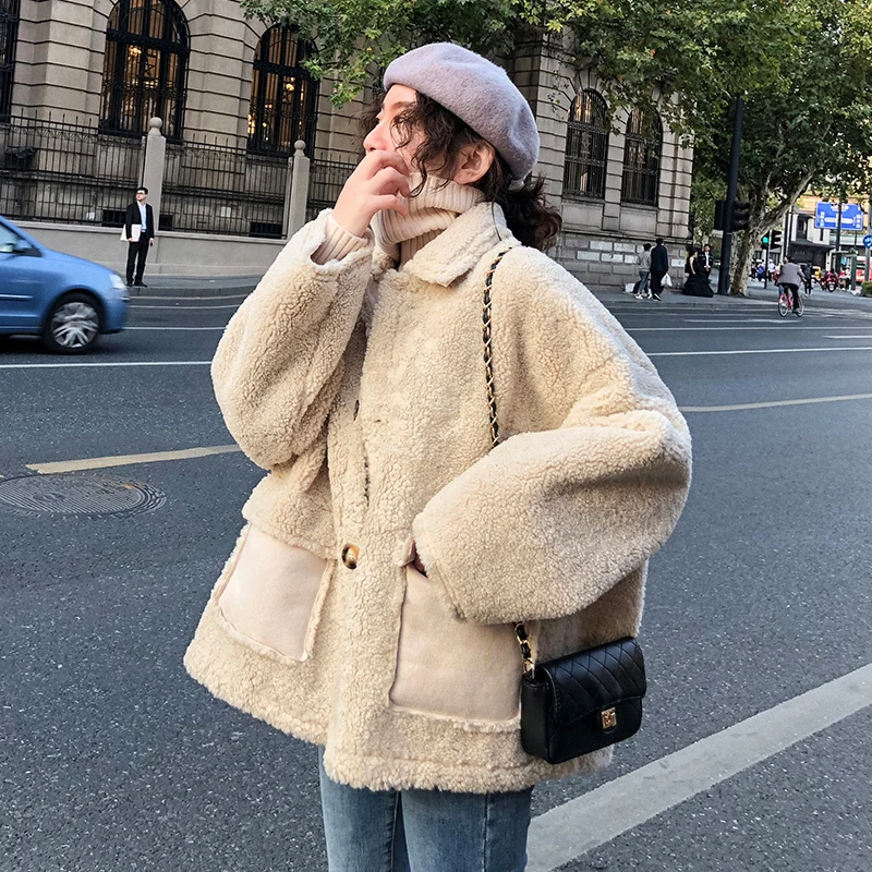 

2019 New Korean Lamb Cashmere Faux Fur Coat Winter Coat Women Thicken Short Jacket Women Teddy Coat Furry Teddy Jacket