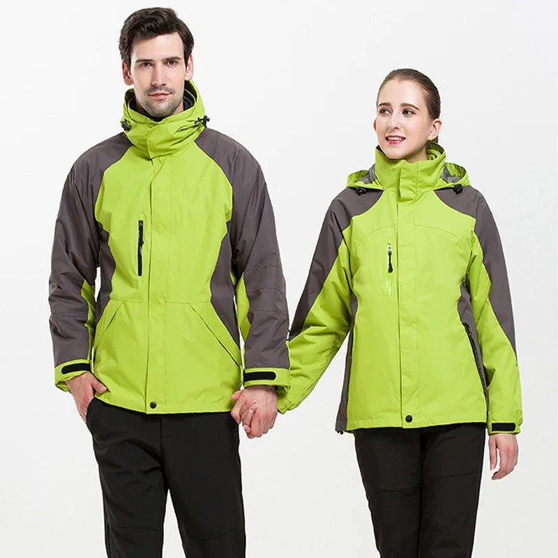 

3 in 1 Windbreaker Outdoor Camping Water Resistant Detachable Rain Jacket for Trips Men Women Couple Fleece Jackets