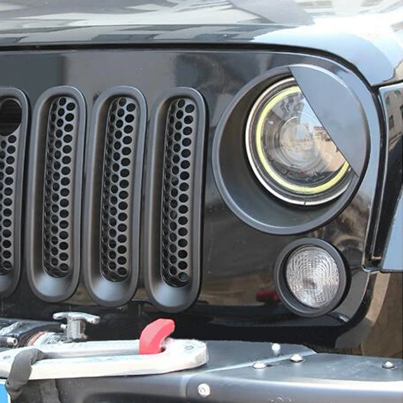 

Сменная передняя фара автомобиля, фара фары, стильная Накладка для Jeep Wrangler 2007-2015, аксессуары для автомобильных фар