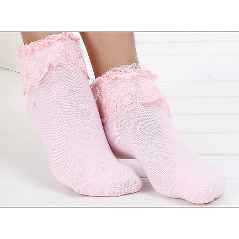 LJCUIYAO Lovely Cute White Ankle Socks Women Socks Cotton Vintage Lace Ruffle Frilly Lady Princess Girl Ruffle Ankle Sock Soft