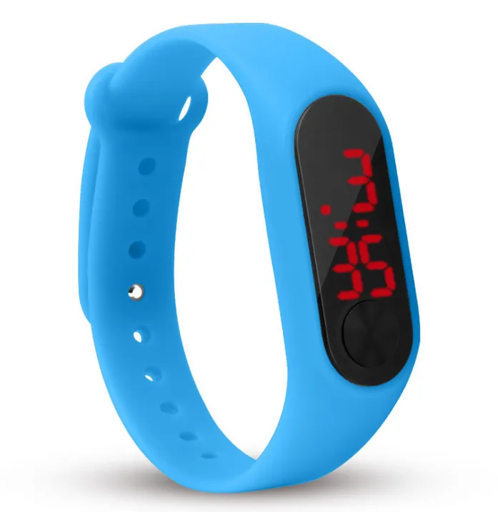 Светодиодные спортивные детские часы для мужчин женщин PU браслет Детские часы электронные наручные часы для мальчиков и девочек цифровые часы Reloj Nino - Цвет: light blue
