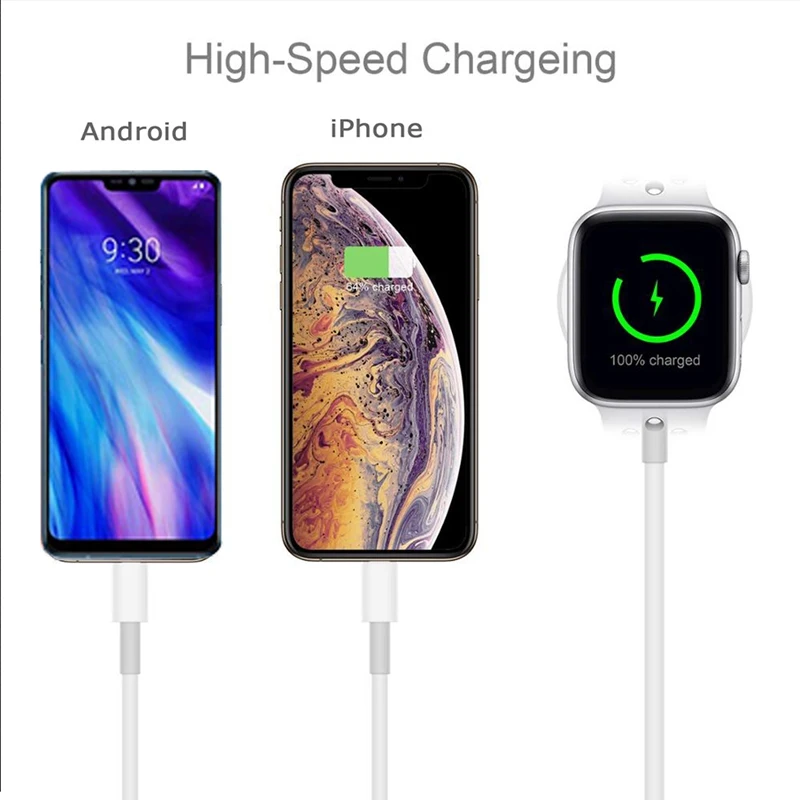 3 в 1 Беспроводное зарядное устройство для Apple Watch Series 1 2 3 4 USB Магнитный зарядный кабель 1,2 метр для iPhone 5 6 7 8 X/plus ipad