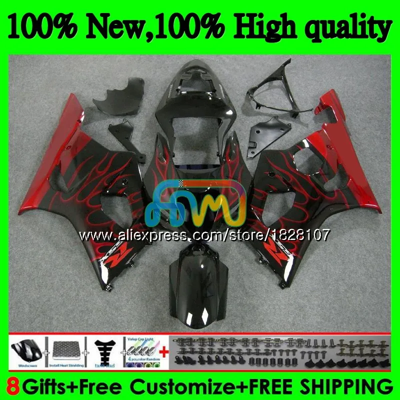 Корпус для SUZUKI GSXR-1000 GSXR1000 03 04 41BS. 94 1000CC Красный Пламя GSX-R1000 GSX R1000 03 04 K3 GSXR 1000 CC 2003 2004 Обтекатель - Цвет: No. 1