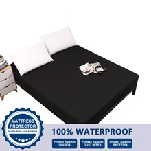 Funda protectora de colchón impermeable para cama, Protector de colchón de tamaño doble, Color sólido