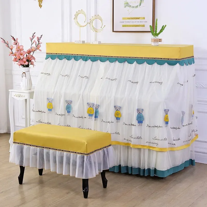 New 1 Pcs European Style Simple Upright Piano Cover Stool Cover Half Dust-Proof Covers Keyboard Cloth Protective