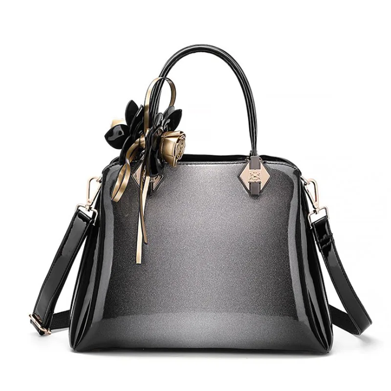 Кожаная женская сумка, известный бренд, Женская лакированная сумка, новая яркая женская сумка на плечо, вместительная сумка в виде ракушки