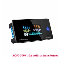 LCD Digital Panel Wattmeter and Energy Power Meter with Voltage, Current, and Frequency Display (AC 50 - 300A 10A)
