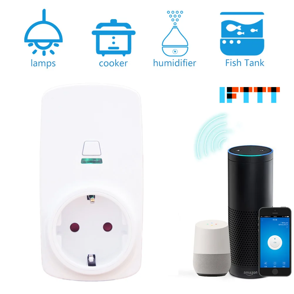 Tonbux FR/EU/US умная Wifi вилка светодиодный световой дисплей 110-250 В Поддержка Google Home/Amazon