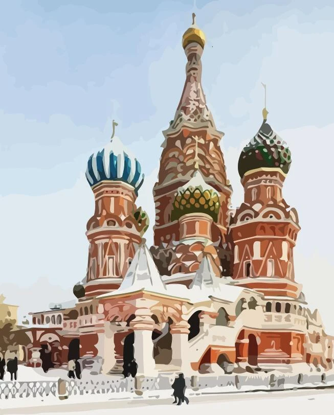 SZHC989 HUACAN картины по номерам городской пейзаж расписанные вручную наборы для рисования на холсте раскраска картина маслом церковь украшение дома - Цвет: SZHC989