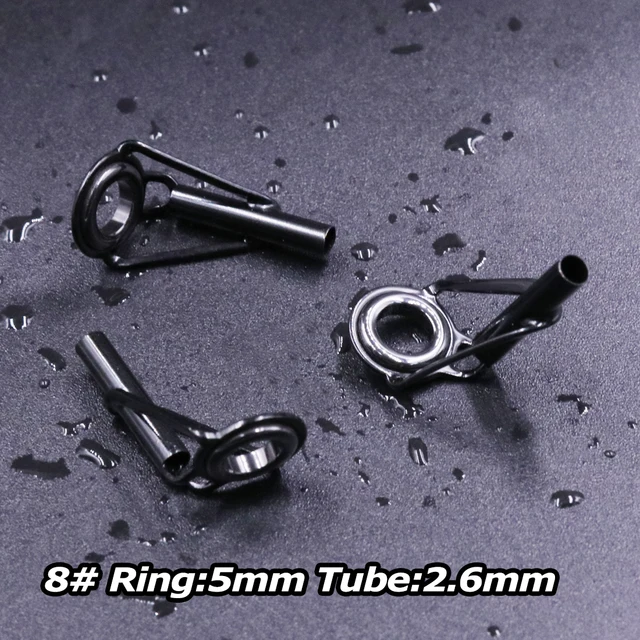 3Pcs Fishing Rod Tip Guides Repair Kit Stainless Steel Frames Ceramics Rings Black Rod Building Guide Eye Building Repair 6#~16# Size8 2.6mm 3Pcs