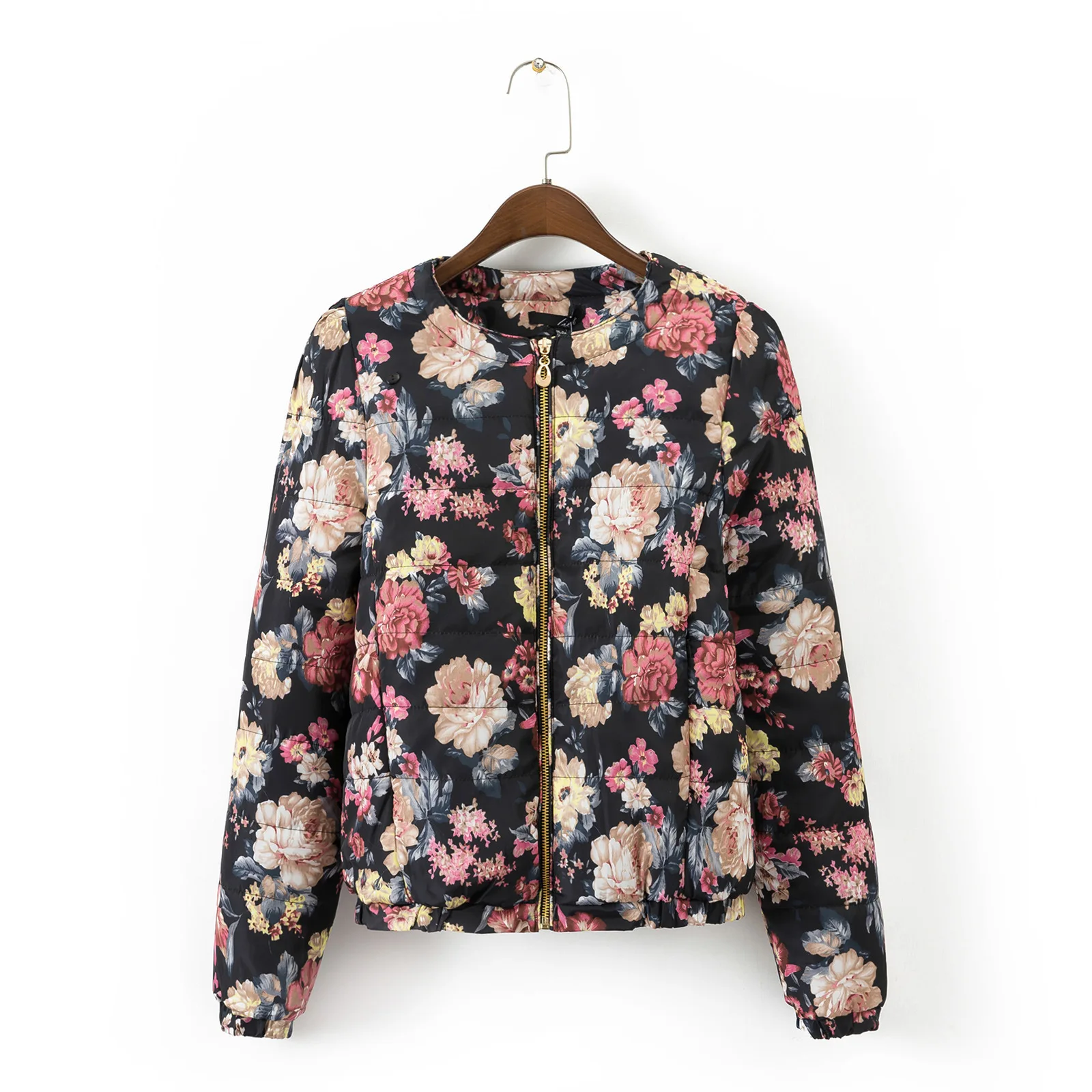 

2018 Western Style Autumn And Winter WOMEN'S Dress New Style European And American Style Short Floral down Cotton Cotton-padded